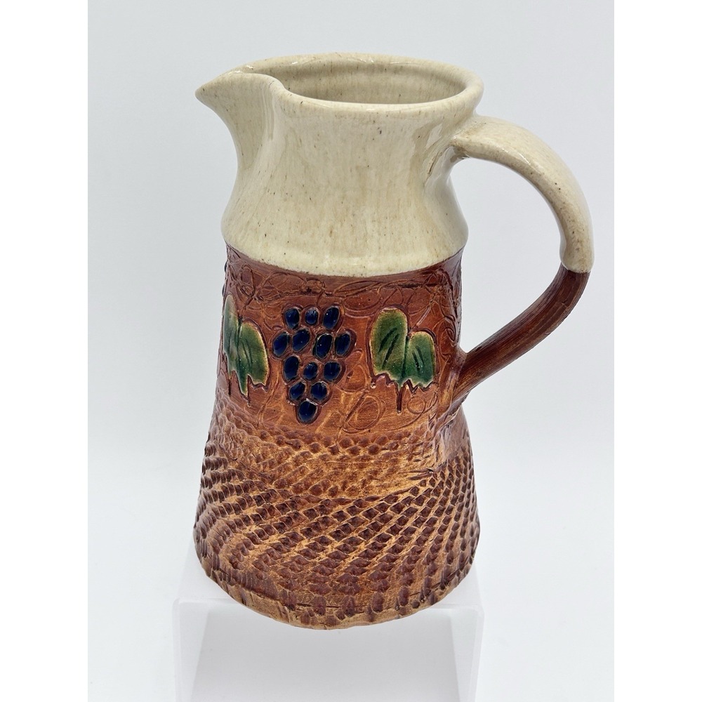 Rockhouse Pottery Studio‎ Pitcher 1998 Carolyn Poole Signed – 8" Grapevine Jug